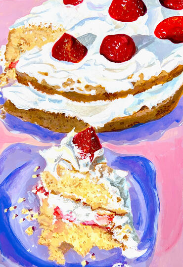 Strawberry acrylic painting, 2021